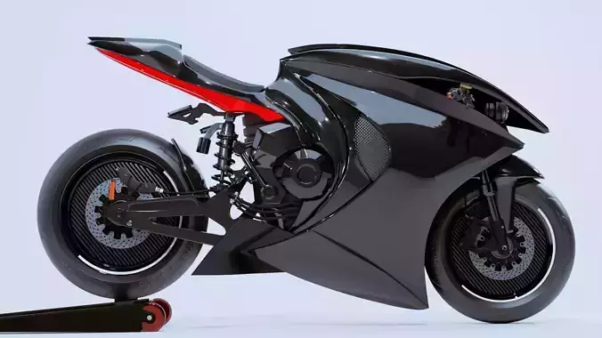 Futuristic Concept Motorcycle Black