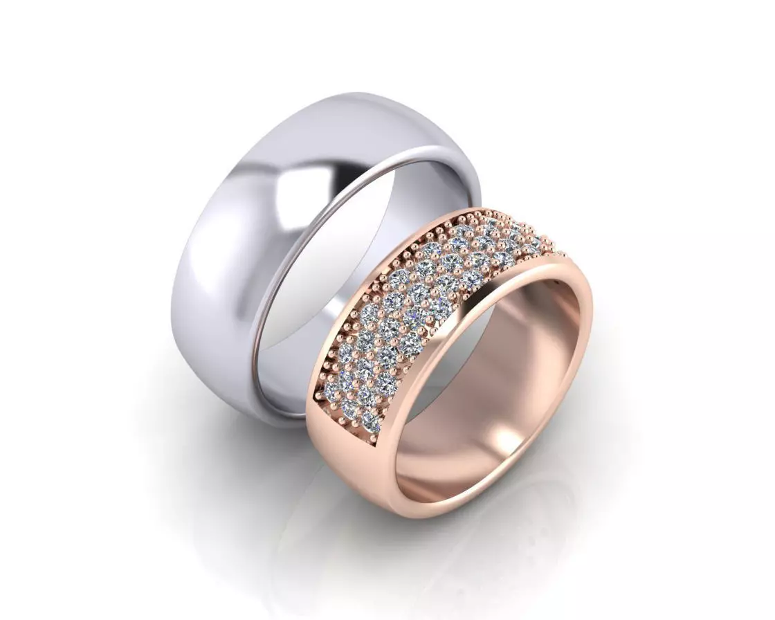 pave setting engagement jewelry ring 3D print model