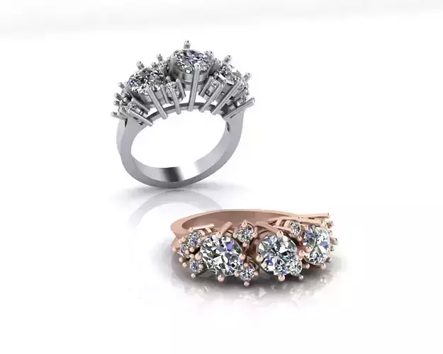 3 round diamond engagement jewelry ring 