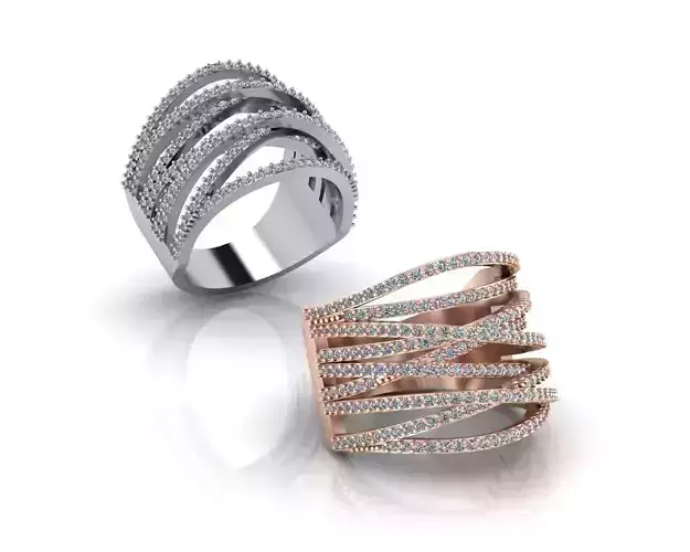 crossover pave setting jewelry ring