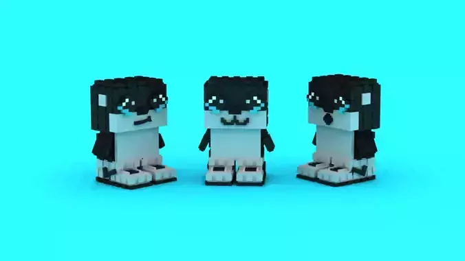 Voxel Penguin Trio 3D Printable Model