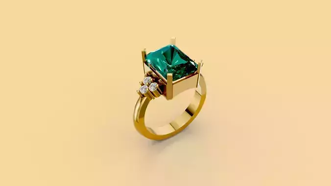 Emerald Cut Solitaire Gold Ring
