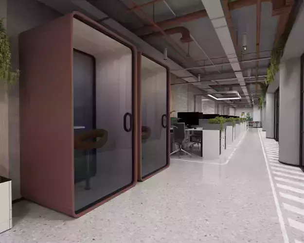 Office interior design Low-poly 3D model 2