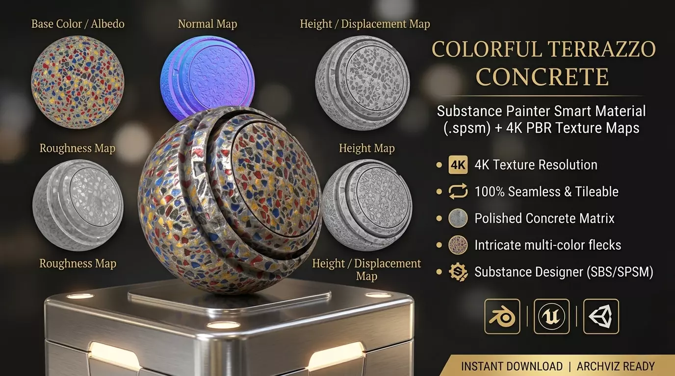 Colorful Terrazzo Polished Concrete spsm 3D model