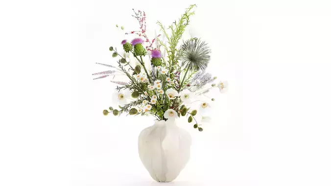 Beautiful bouquet wildflowers poppy chamomile vase