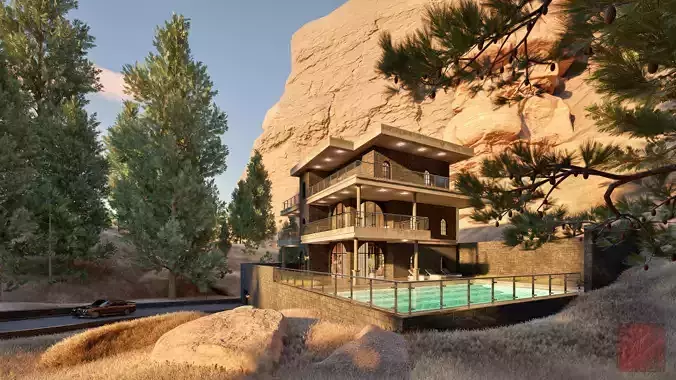Remote Mountain Villa 3D Model