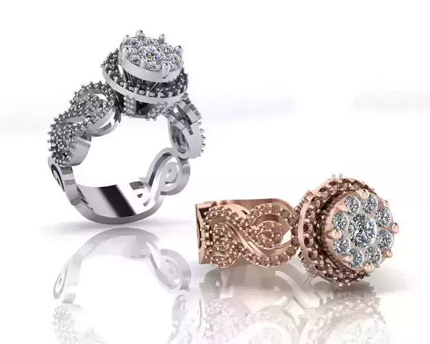 flower setting halo engagement jewelry ring 