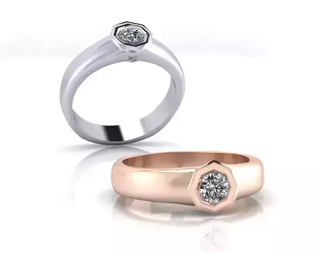 hexagonal round engagement jewelry ring 