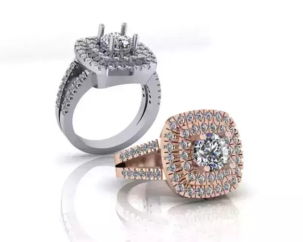 round halo micro setting engagement jewelry ring 