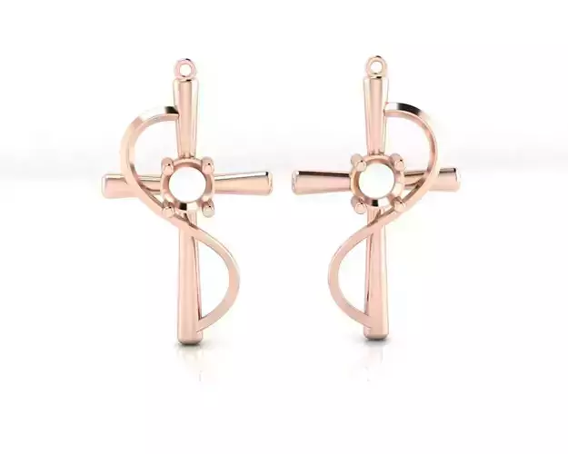 cross round jewelry earring
