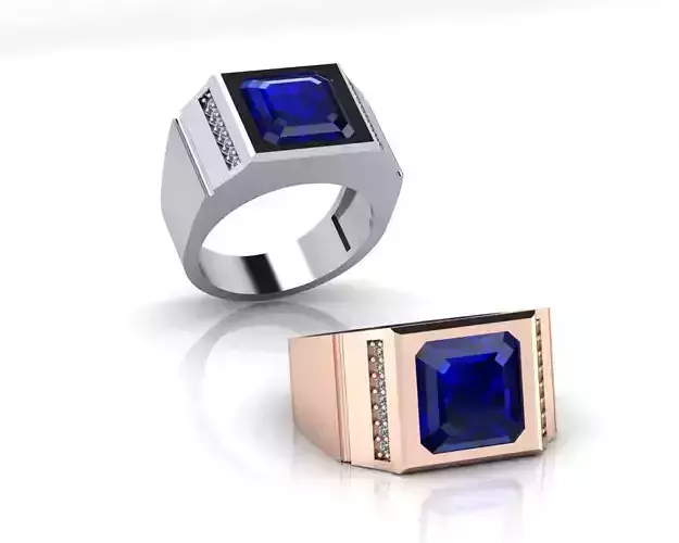 emerald square men jewelry ring