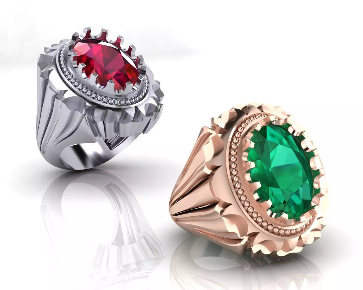men oval signet high jewelry ring 3D print model