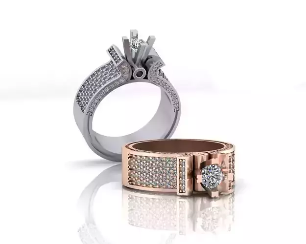 solitaire pave setting engagement jewelry ring 