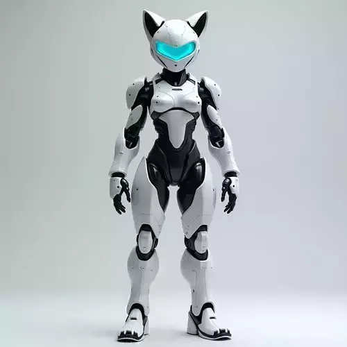 Feline Mecha Warrior 3D Model Pristine Combat Suit