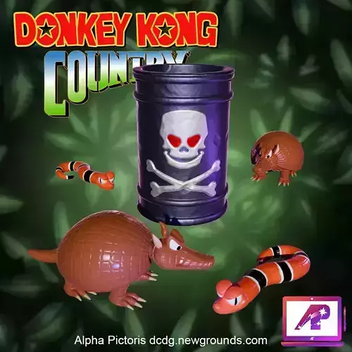 Donkey Kong Country Dumb Drum with Slippa and Army vertex color