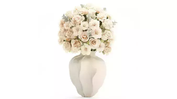 Beautiful Bouquet Beige Flowers Rose Carnation New vase decor
