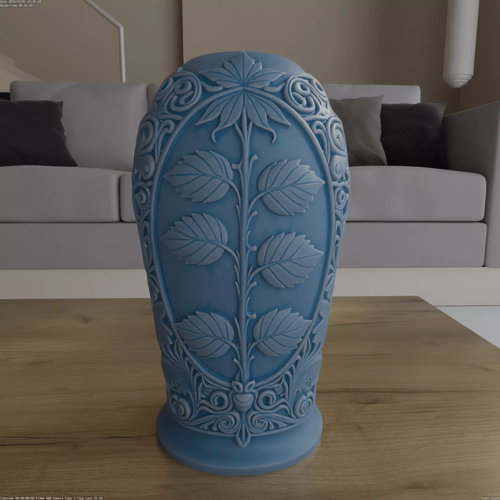 Elegant Leaf Relief Vase 3D Print STL Model 3D print model