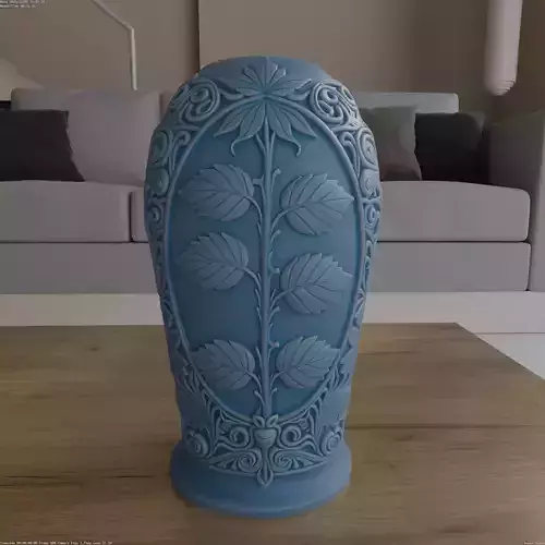 Elegant Leaf Relief Vase 3D Print STL Model