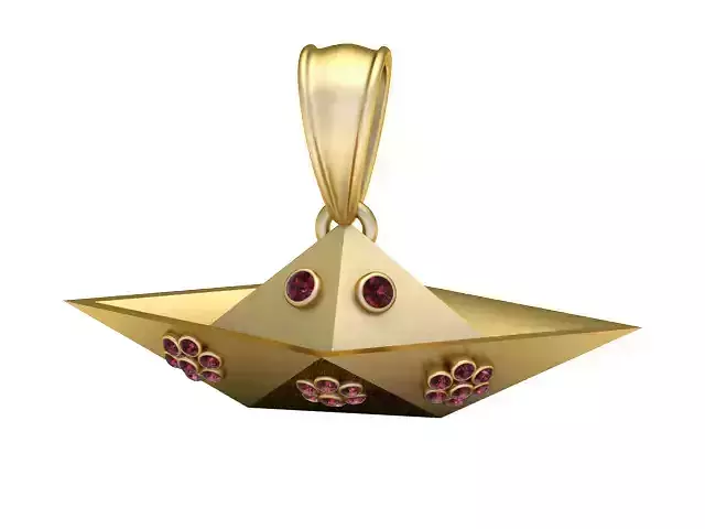 Golden Paper Boat Pendant Origami Style Jewelry 3D Model