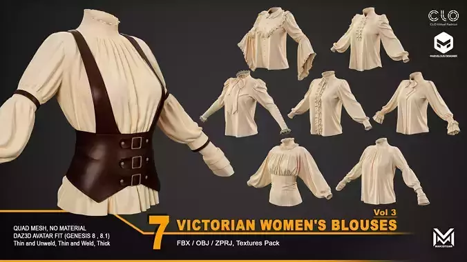 7 Victorian Women Blouses-VOL3
