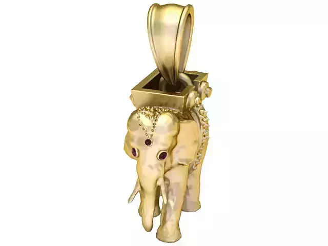 Golden Royal Elephant Pendant  Ornate Jewelry 3D Model