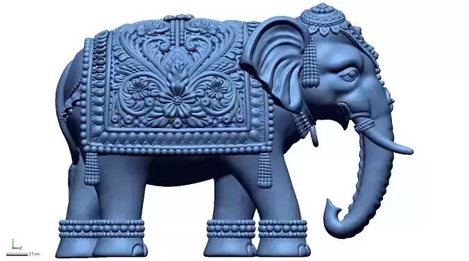 Traditional  Wooden Elephant Figurine  3D Printable Sculpt