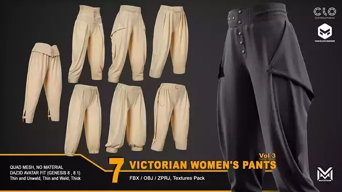 7 Victorian Women Pants-VOL3
