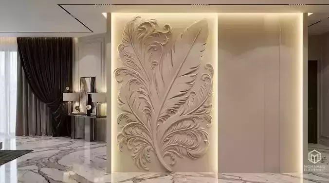 modern panel wall decor set relief stl mural CNC 279