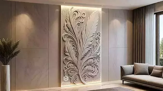 modern panel wall decor set relief stl mural CNC 279