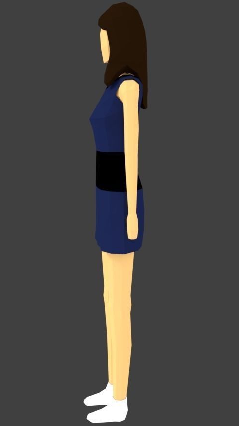 Low-poly Girl woman in dress Low-poly 3D model_2