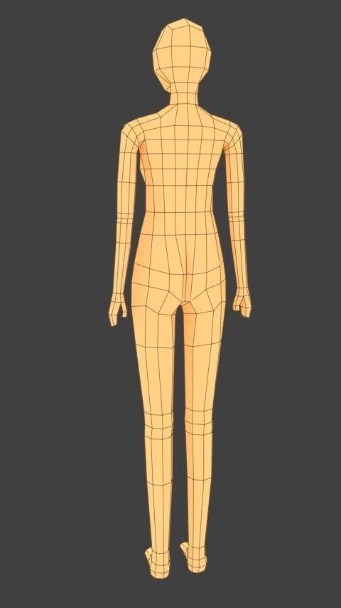 Low-poly Girl woman in dress Low-poly 3D model_8
