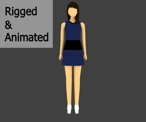 Low-poly Girl woman in dress Low-poly 3D model