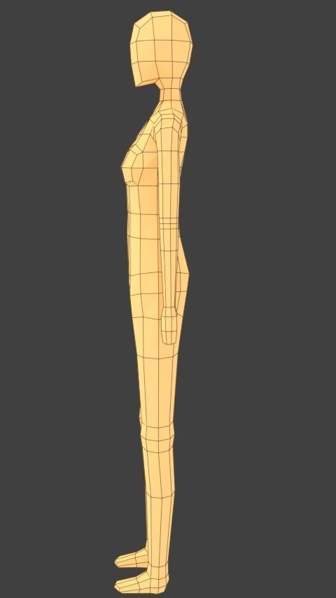 Low-poly Girl woman in dress Low-poly 3D model_7