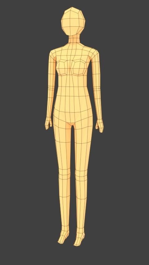 Low-poly Girl woman in dress Low-poly 3D model_6
