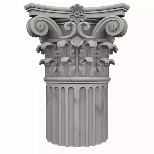 Elegant 3D Marble Bank Column Classical Corinthian Design