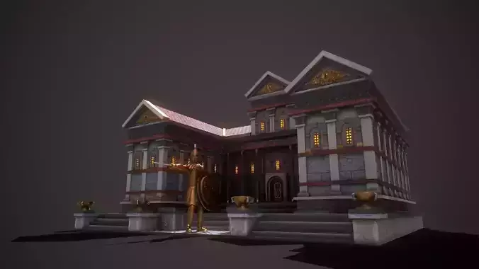 Roman Greek Military Academy Low-poly 3D model 7