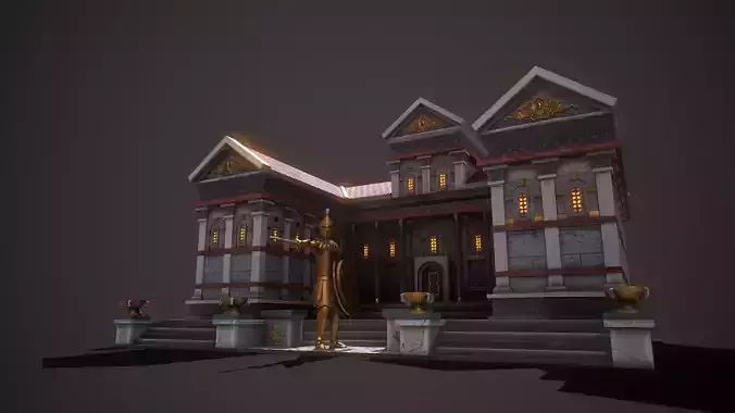 Roman Greek Military Academy Low-poly 3D model 6