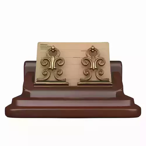 Vintage wooden bank deposit slip holder metal clips 3D model