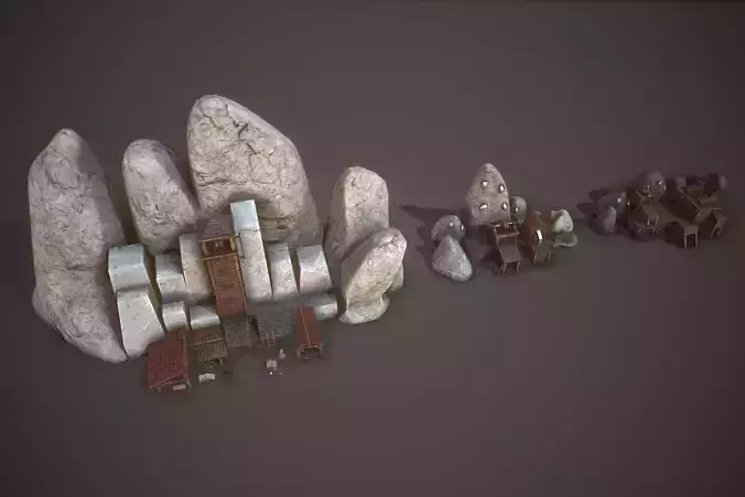 Roman-greek-medieval Mines Pack Low-poly 3D model
