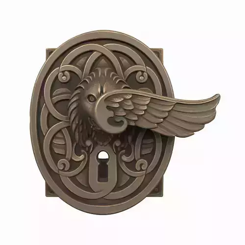 3D Brass Bank Entrance Handle Ornate Backplate and Antique