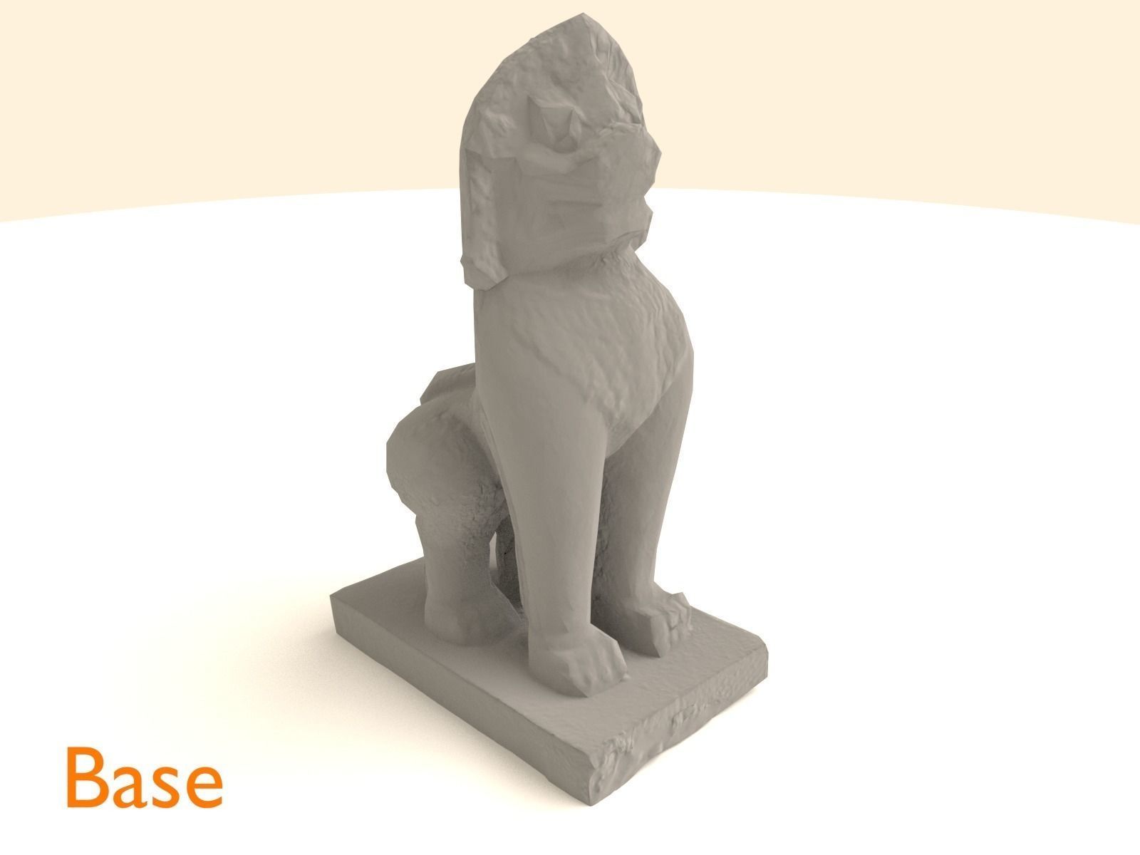 Scanned White Lion Statue Low-poly 3D model_3