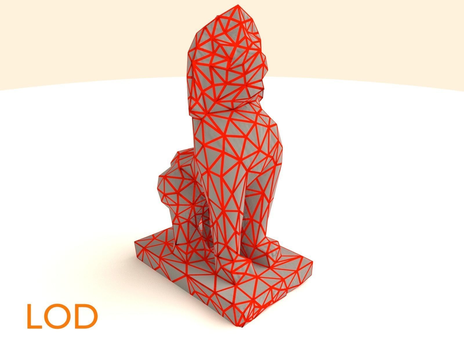 Scanned White Lion Statue Low-poly 3D model_7