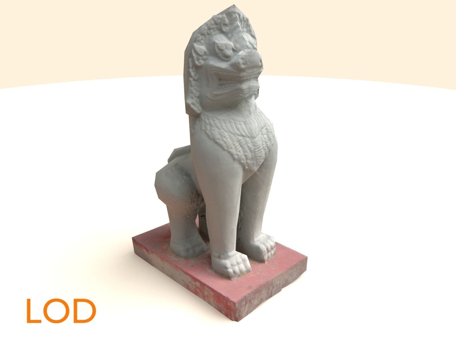 Scanned White Lion Statue Low-poly 3D model_5