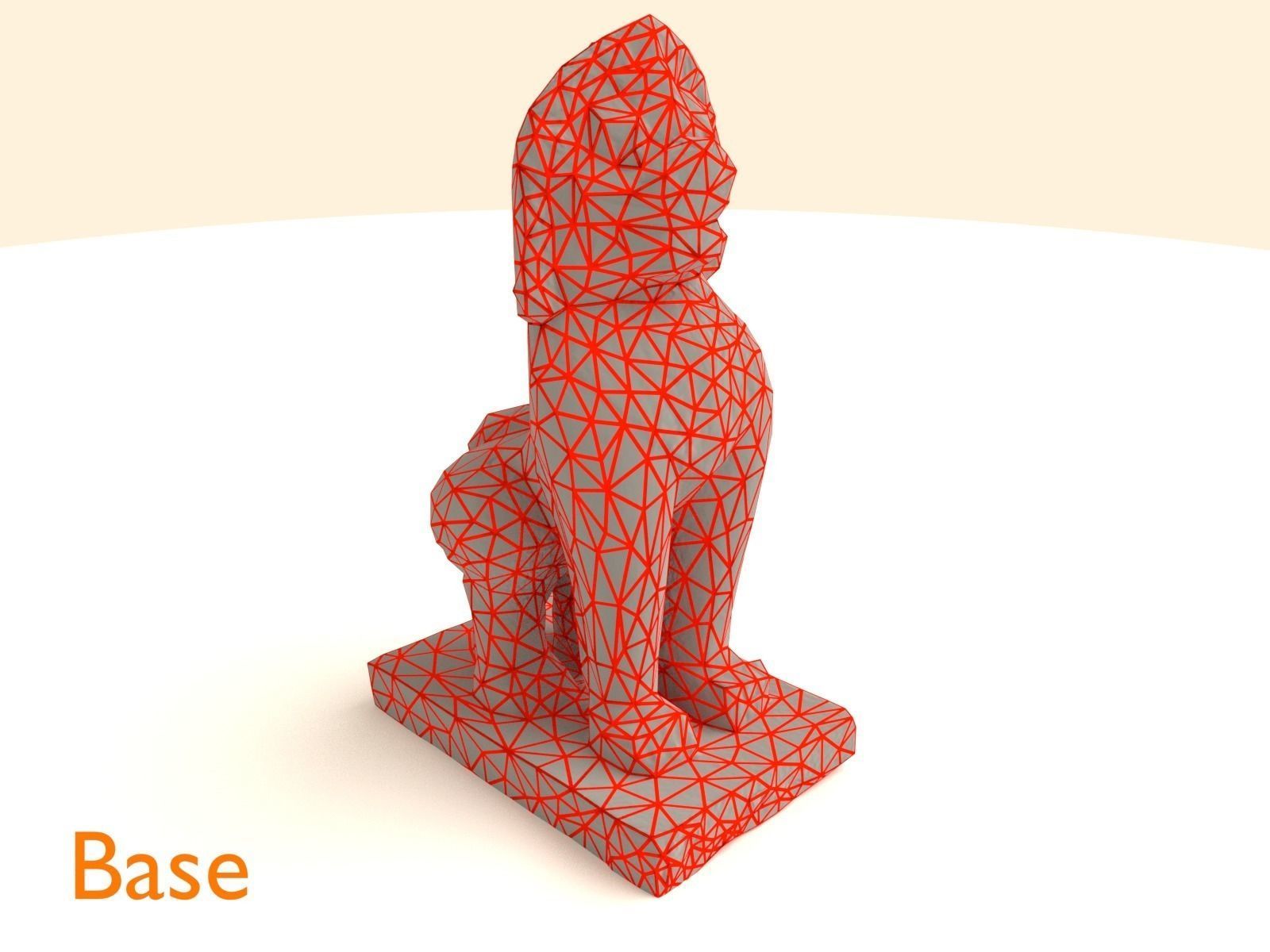 Scanned White Lion Statue Low-poly 3D model_4