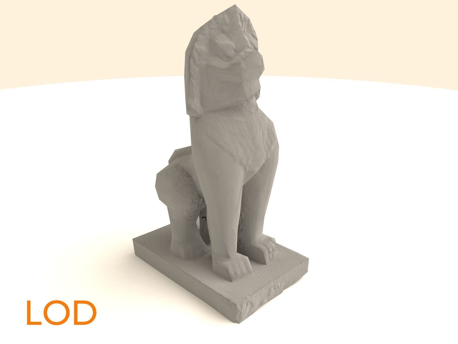 Scanned White Lion Statue Low-poly 3D model_6
