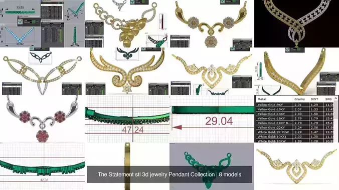The Statement stl 3d jewelry Pendant Collection