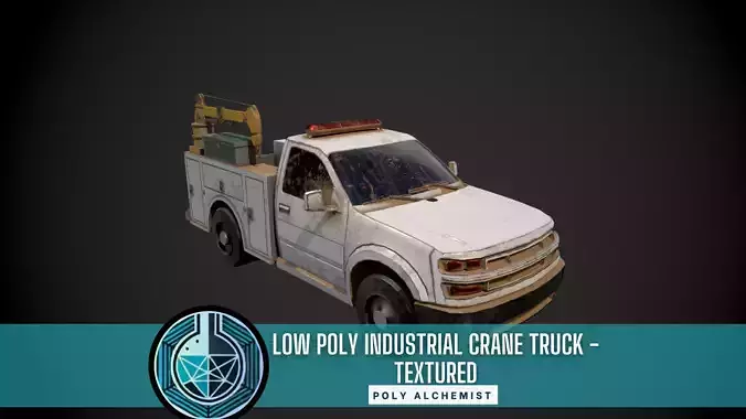 Low Poly Industrial Crane Truck - Textured 