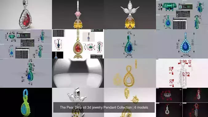 The Pear Drop stl 3d jewelry Pendant Collection