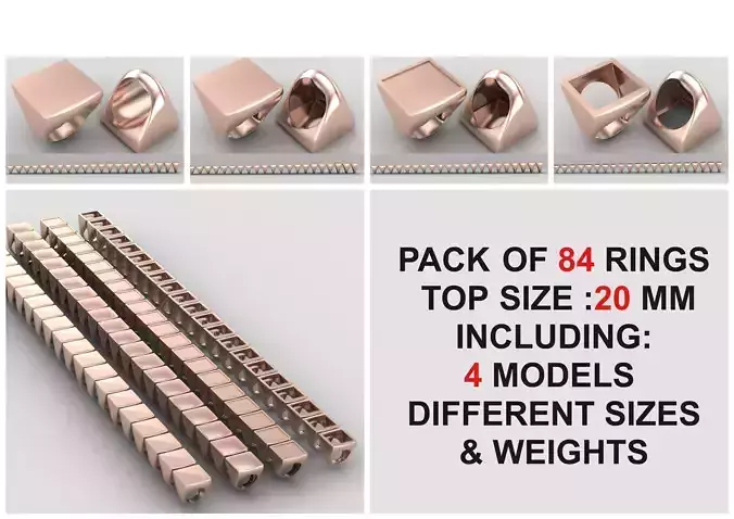 Square Signet Ring Base 20MM top in All sizes 226-MWCG