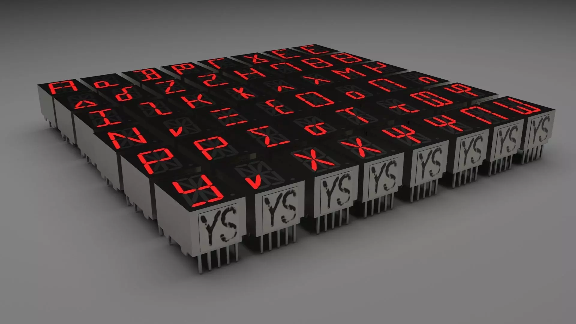 Illuminated Greek Letters 16 Segmented LEDs Set 3D model